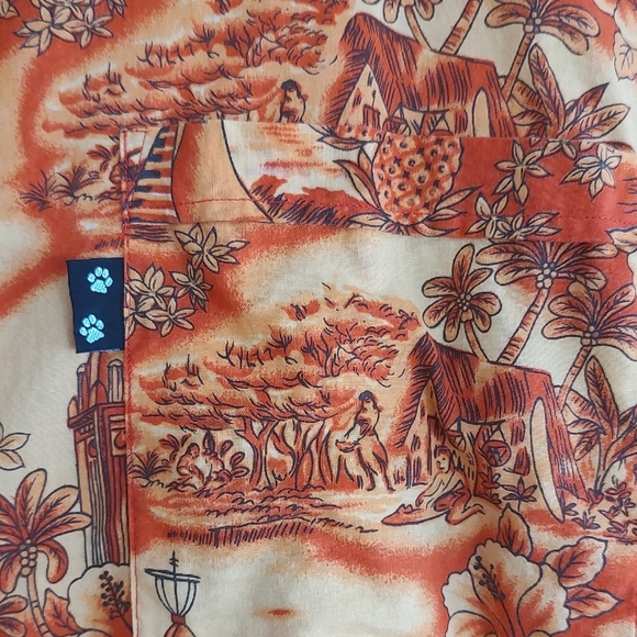 BOXER BOXER Hawaiian Shirt in Vibrant Orange Tropical Print. 3XL - Picture 7 of 12